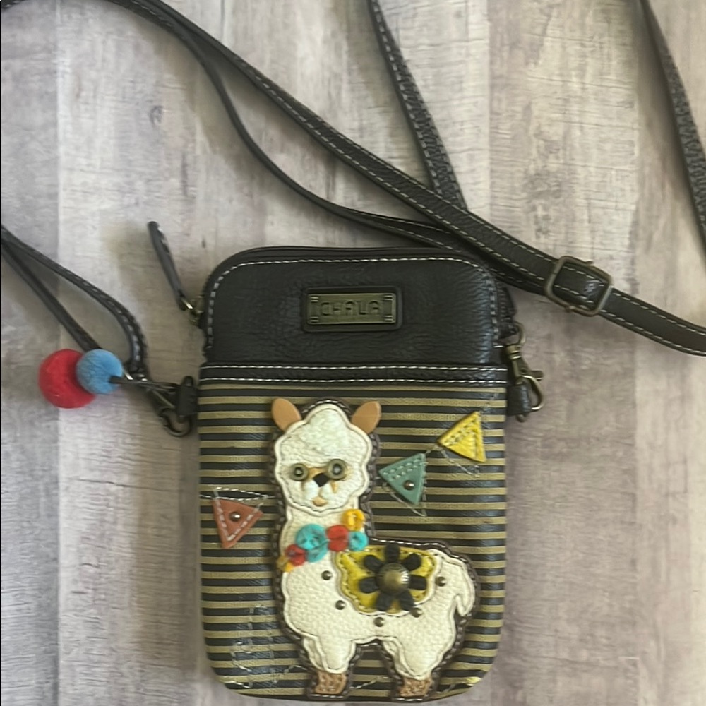 Chala Black and Tan Llama Crossbody Bag
